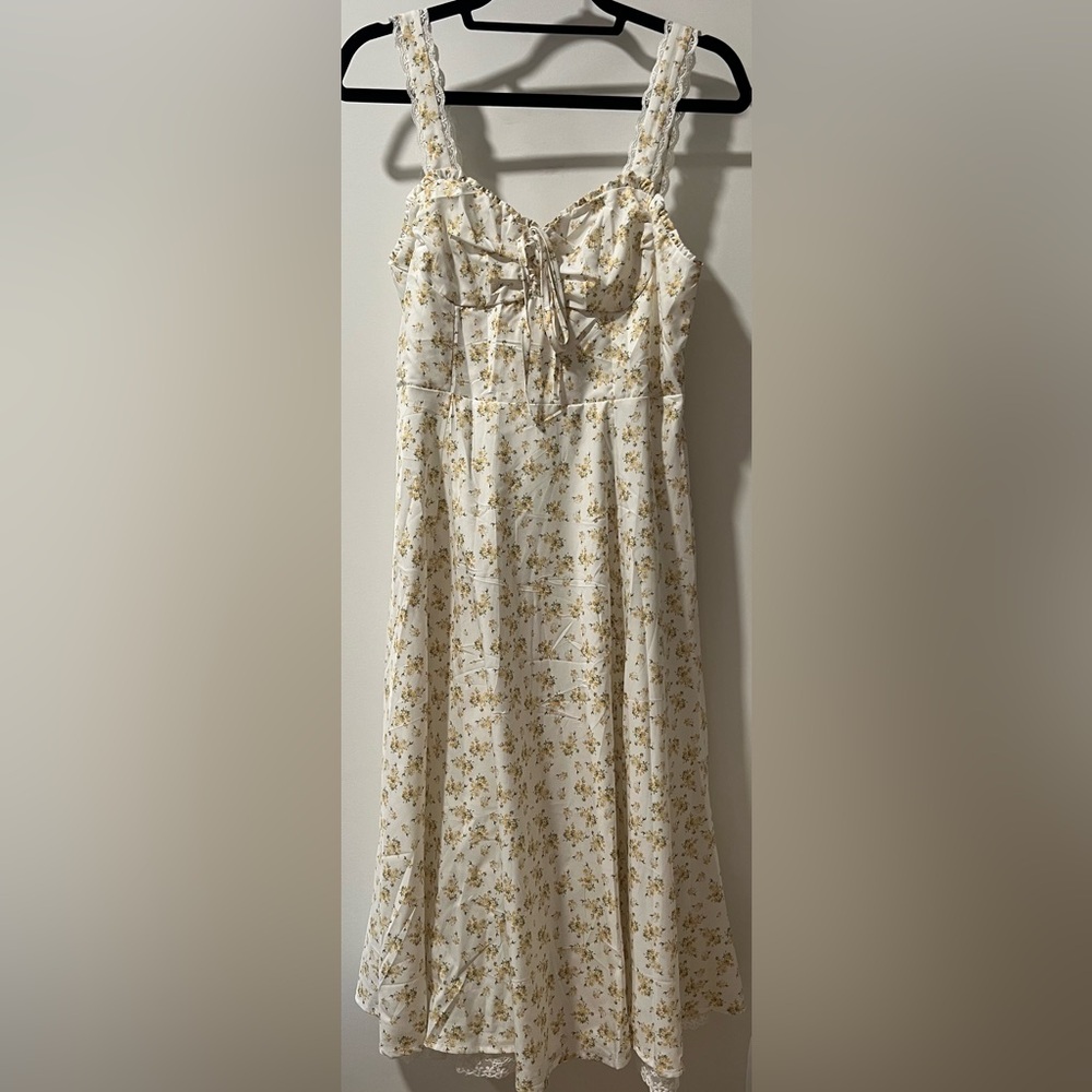 Yellow Floral + Lace Maxi Dress